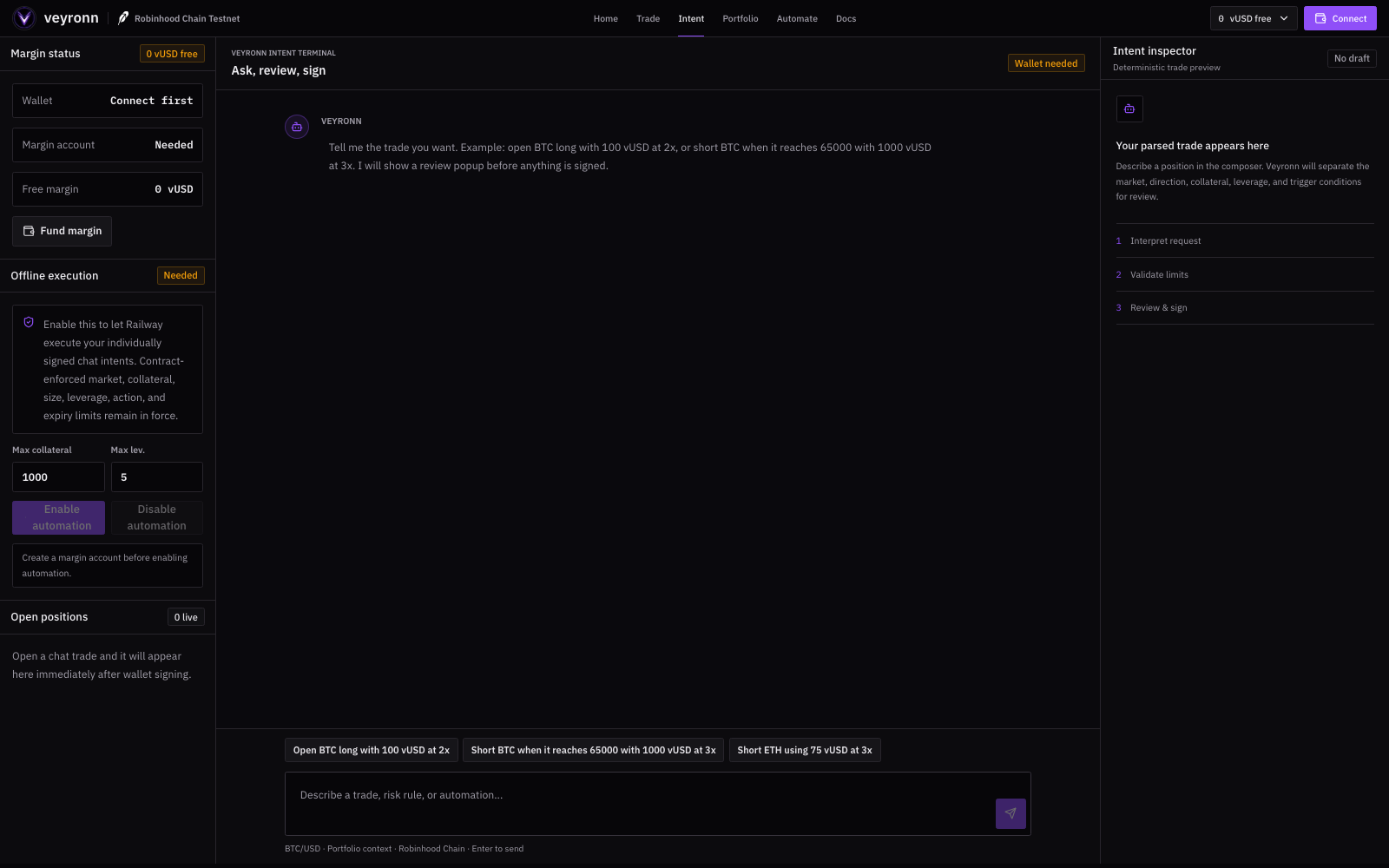 Veyronn intent trading